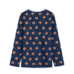 Orange Fox Pattern Print Long Sleeve Short Coat