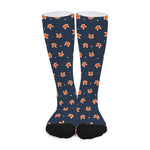 Orange Fox Pattern Print Long Socks