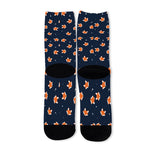 Orange Fox Pattern Print Long Socks