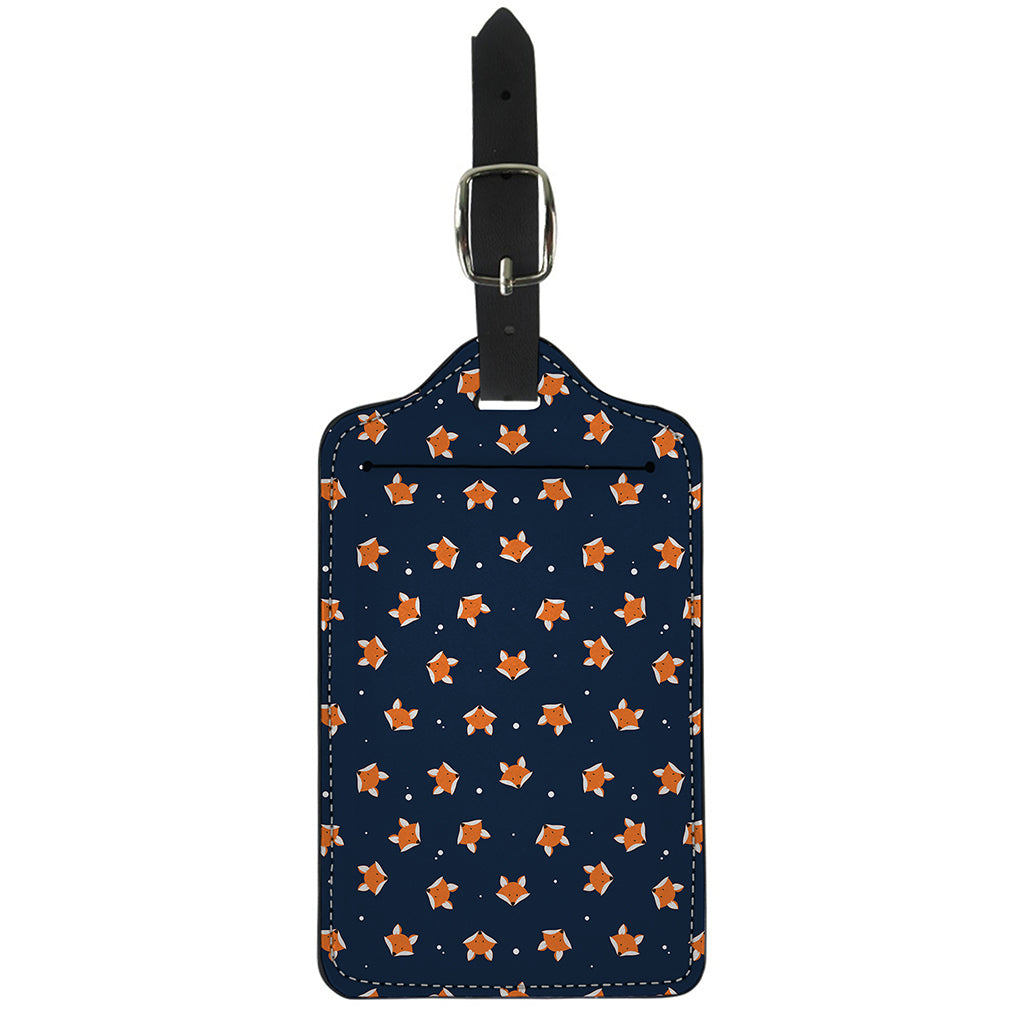 Orange Fox Pattern Print Luggage Tag