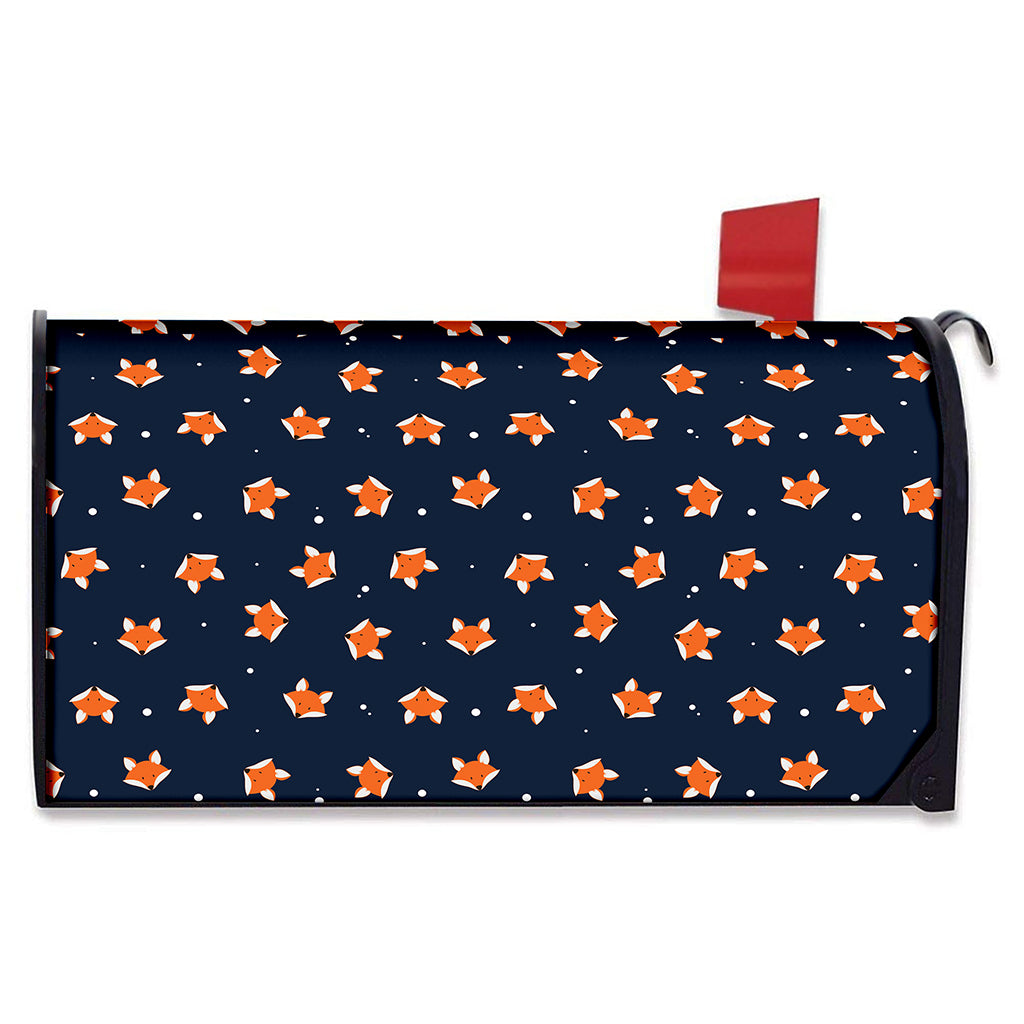 Orange Fox Pattern Print Mailbox Cover