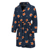 Orange Fox Pattern Print Men's Bathrobe