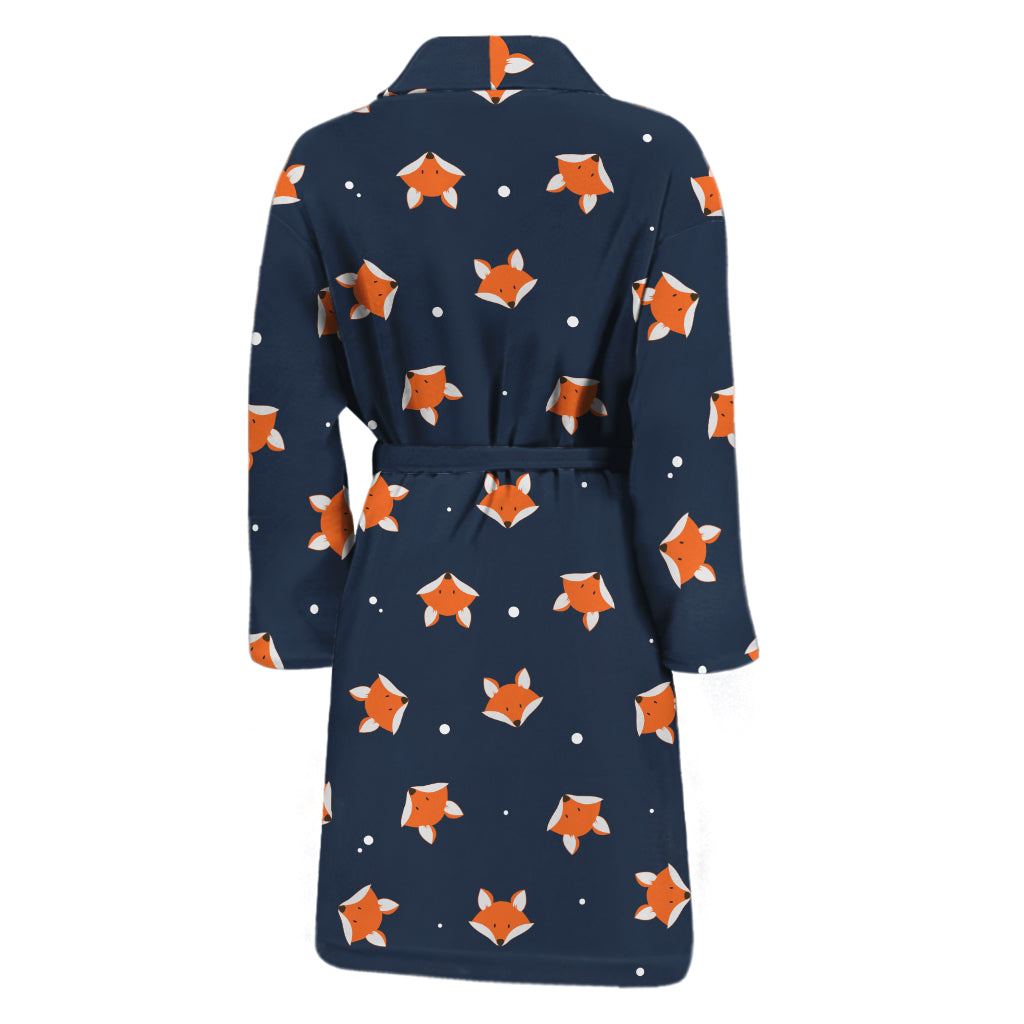 Orange Fox Pattern Print Men's Bathrobe