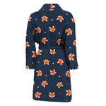 Orange Fox Pattern Print Men's Bathrobe