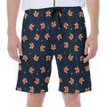 Orange Fox Pattern Print Men's Beach Shorts