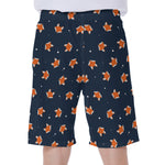 Orange Fox Pattern Print Men's Beach Shorts