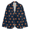 Orange Fox Pattern Print Men's Blazer