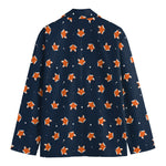 Orange Fox Pattern Print Men's Blazer