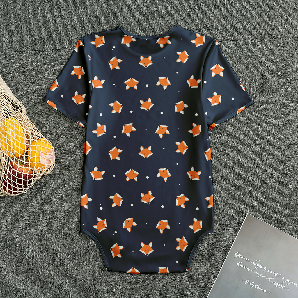 Orange Fox Pattern Print Men's Bodysuit