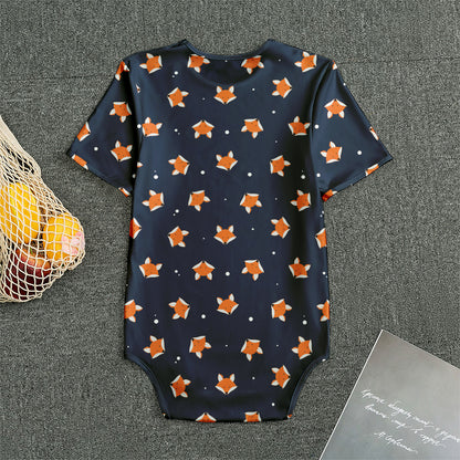 Orange Fox Pattern Print Men's Bodysuit