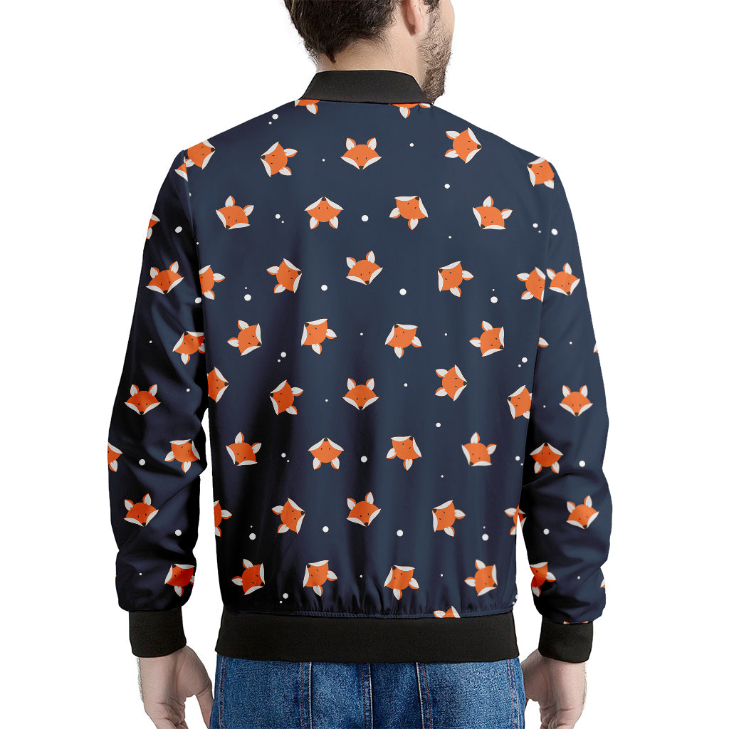 Orange Fox Pattern Print Men's Bomber Jacket