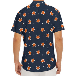 Orange Fox Pattern Print Men's Deep V-Neck Shirt