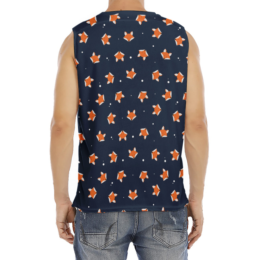 Orange Fox Pattern Print Men's Fitness Tank Top