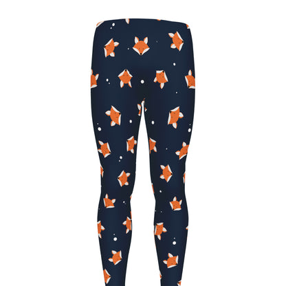 Orange Fox Pattern Print Men's leggings