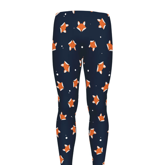 Orange Fox Pattern Print Men's leggings