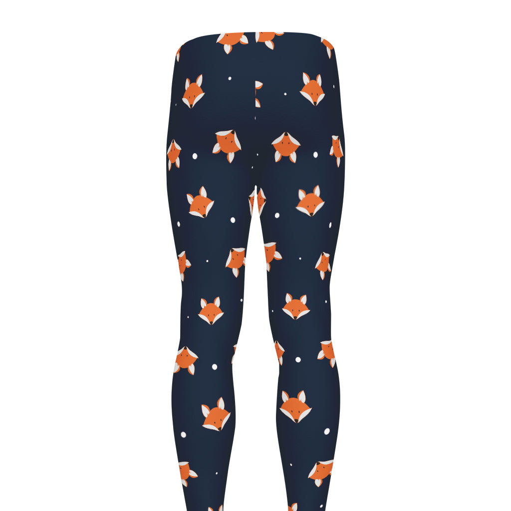 Orange Fox Pattern Print Men's leggings