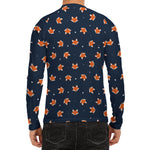 Orange Fox Pattern Print Men's Long Sleeve Rash Guard