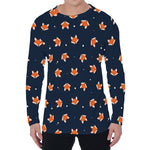 Orange Fox Pattern Print Men's Long Sleeve T-Shirt