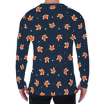 Orange Fox Pattern Print Men's Long Sleeve T-Shirt