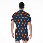 Orange Fox Pattern Print Men's Rompers