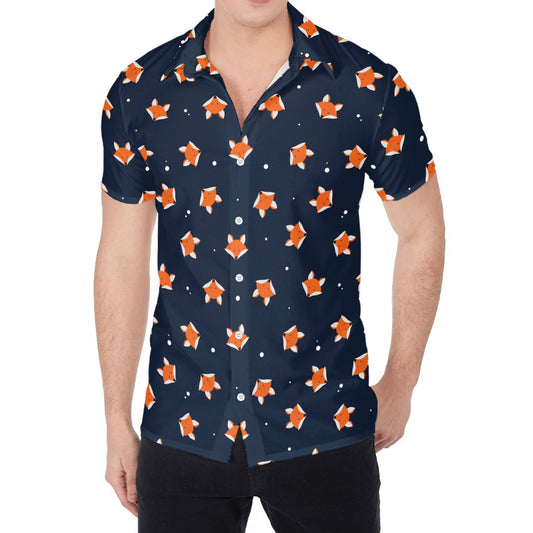 Orange Fox Pattern Print Men's Shirt