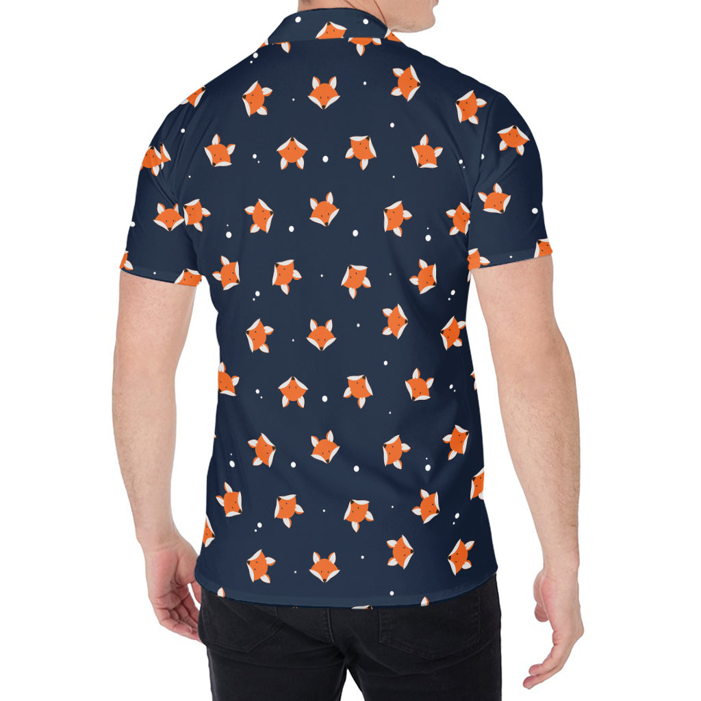 Orange Fox Pattern Print Men's Shirt