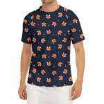 Orange Fox Pattern Print Men's Short Sleeve Rash Guard