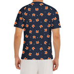 Orange Fox Pattern Print Men's Short Sleeve Rash Guard