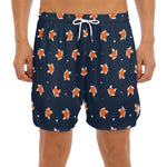 Orange Fox Pattern Print Men's Split Running Shorts