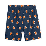 Orange Fox Pattern Print Men's Sports Shorts