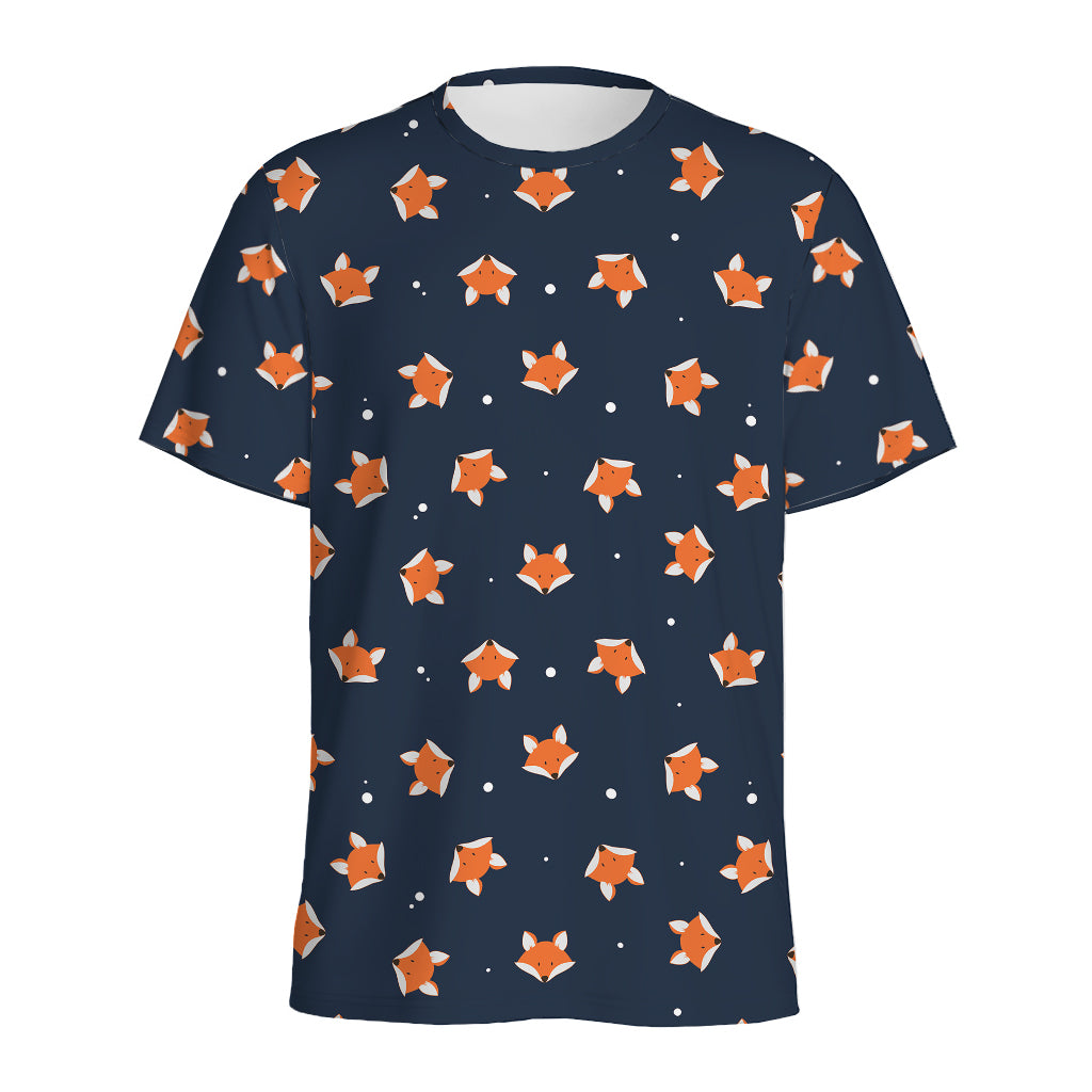 Orange Fox Pattern Print Men's Sports T-Shirt