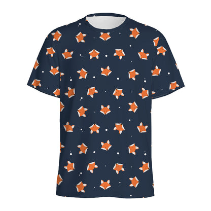 Orange Fox Pattern Print Men's Sports T-Shirt