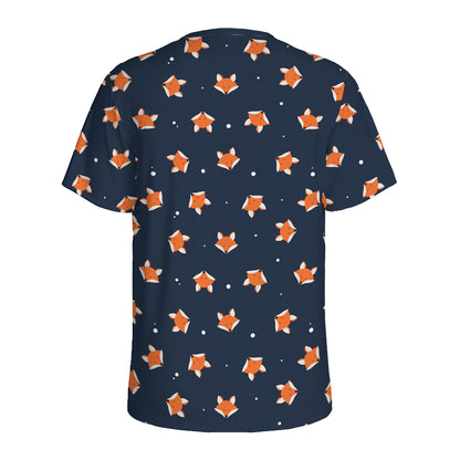 Orange Fox Pattern Print Men's Sports T-Shirt