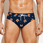 Orange Fox Pattern Print Men's Swim Briefs