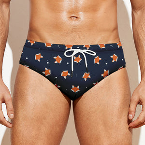 Orange Fox Pattern Print Men's Swim Briefs