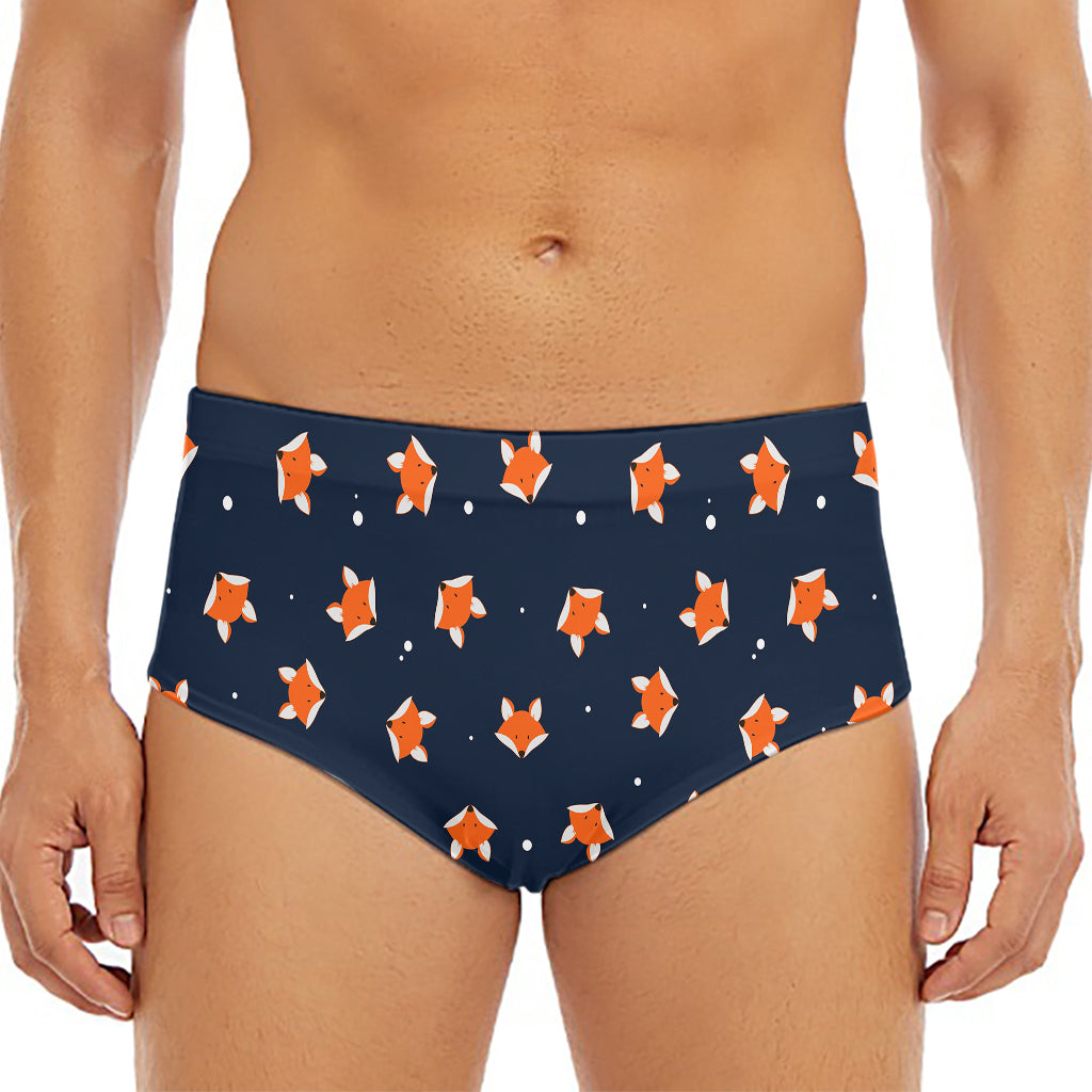 Orange Fox Pattern Print Men's Triangle Swim Briefs