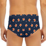 Orange Fox Pattern Print Men's Triangle Swim Briefs