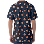 Orange Fox Pattern Print Men's Velvet T-Shirt