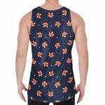 Orange Fox Pattern Print Men's Velvet Tank Top