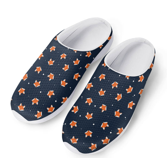 Orange Fox Pattern Print Mesh Casual Shoes