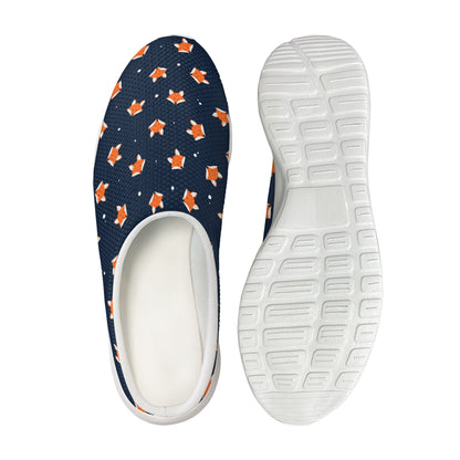 Orange Fox Pattern Print Mesh Casual Shoes