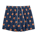 Orange Fox Pattern Print Mesh Shorts