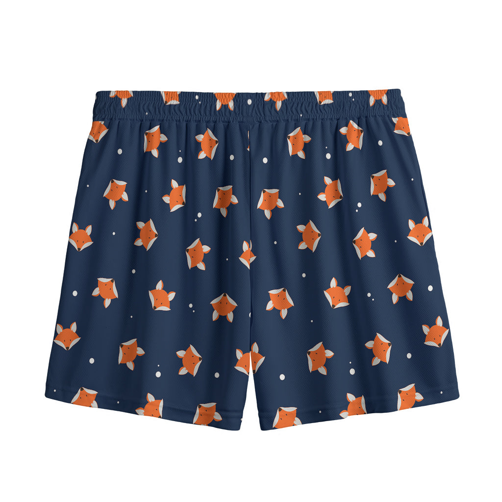 Orange Fox Pattern Print Mesh Shorts