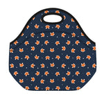 Orange Fox Pattern Print Neoprene Lunch Bag