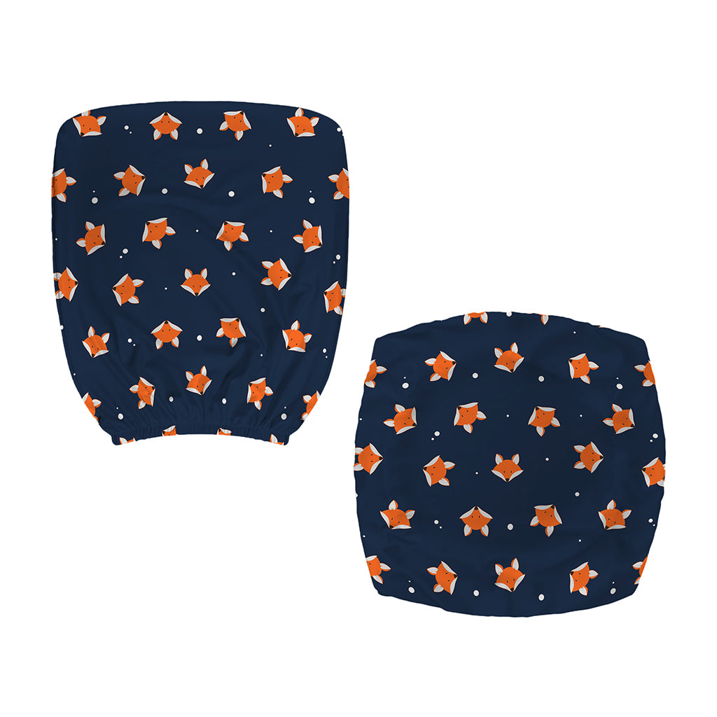 Orange Fox Pattern Print Office Chair Cover