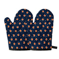 Orange Fox Pattern Print Oven Mitts