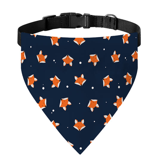Orange Fox Pattern Print Over The Collar Dog Bandana