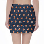 Orange Fox Pattern Print Pencil Mini Skirt