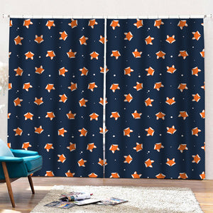 Orange Fox Pattern Print Pencil Pleat Curtains