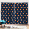 Orange Fox Pattern Print Pencil Pleat Curtains